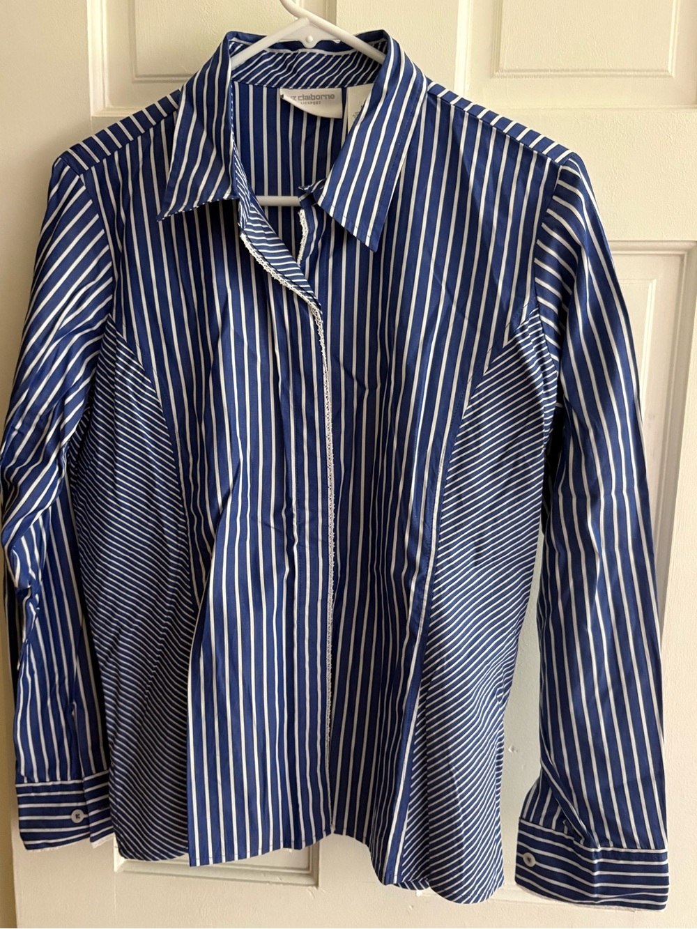 Liz Claiborne Blue and White Striped Blouse